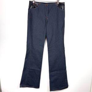 NEW Vintage Y2K BCBG MAXAZRIA Low Rise Denim Pleather Flare Jeans Women's Size 8